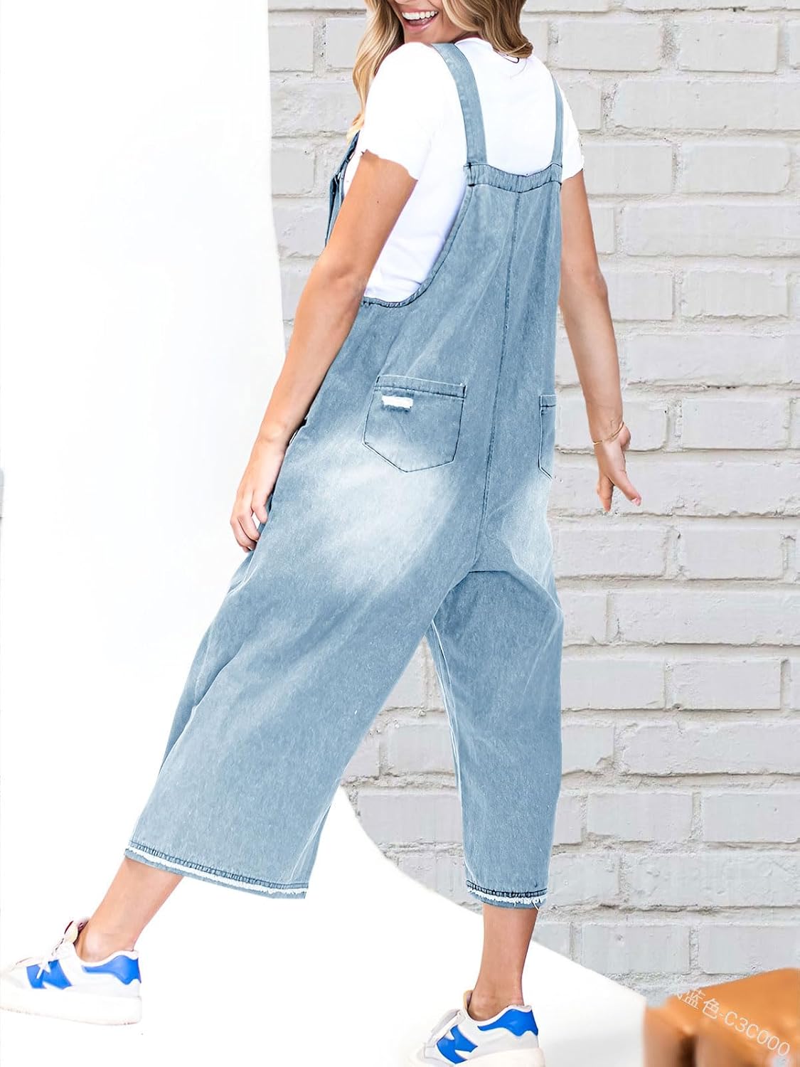 💓Women's Cute Casual Button Jumpsuit Ripped Denim Overalls
