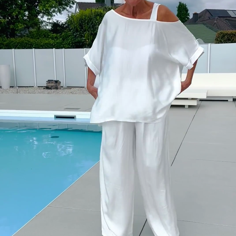 Women's Soft Casual Top and Wide-Leg Set