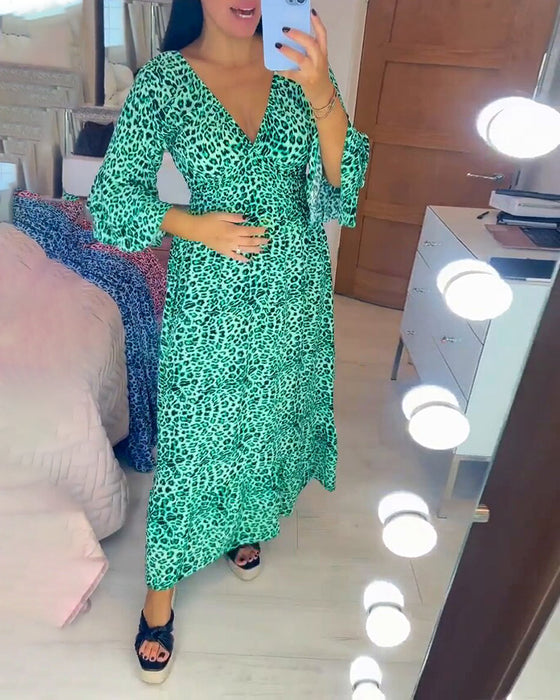 🔥Women's Cotton Wrap Dress with leopard pattern
