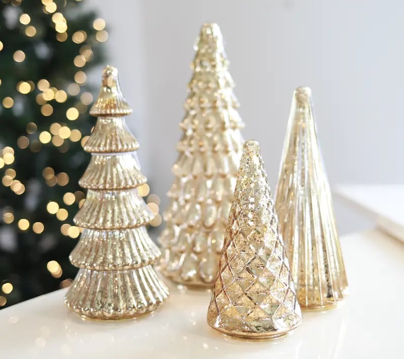 🔥🔥BFF Collection Set of 5 Illuminated Mercury Glass Trees