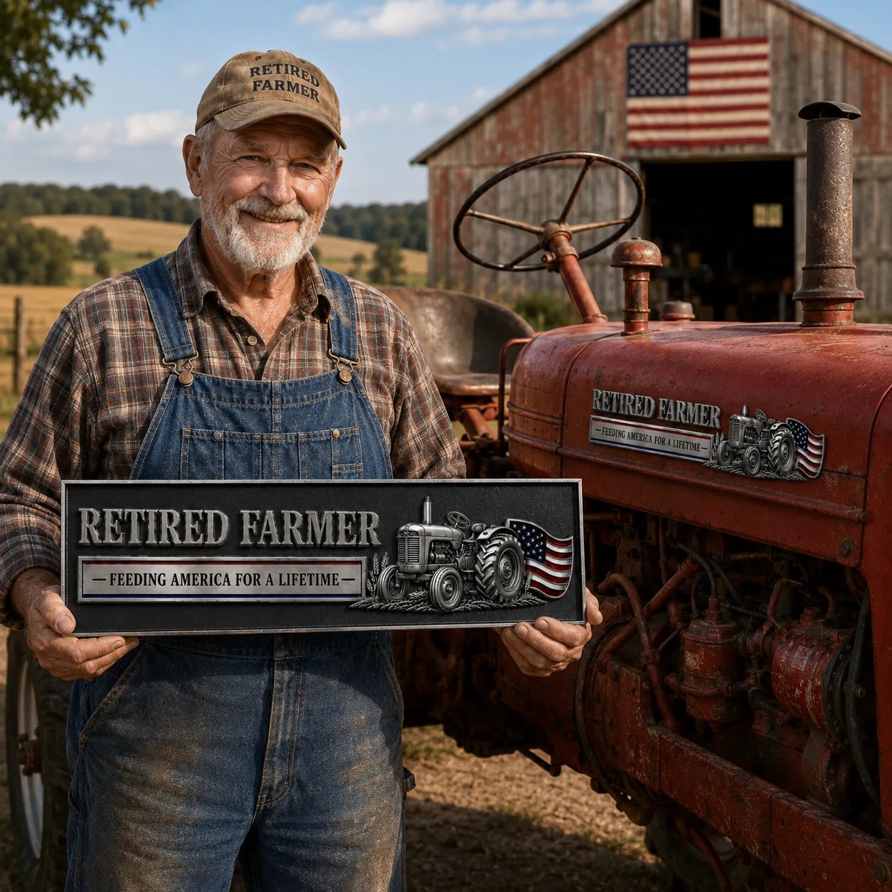 🏆Retired Farmer – Feeding America for a Lifetime Metal Emblem
