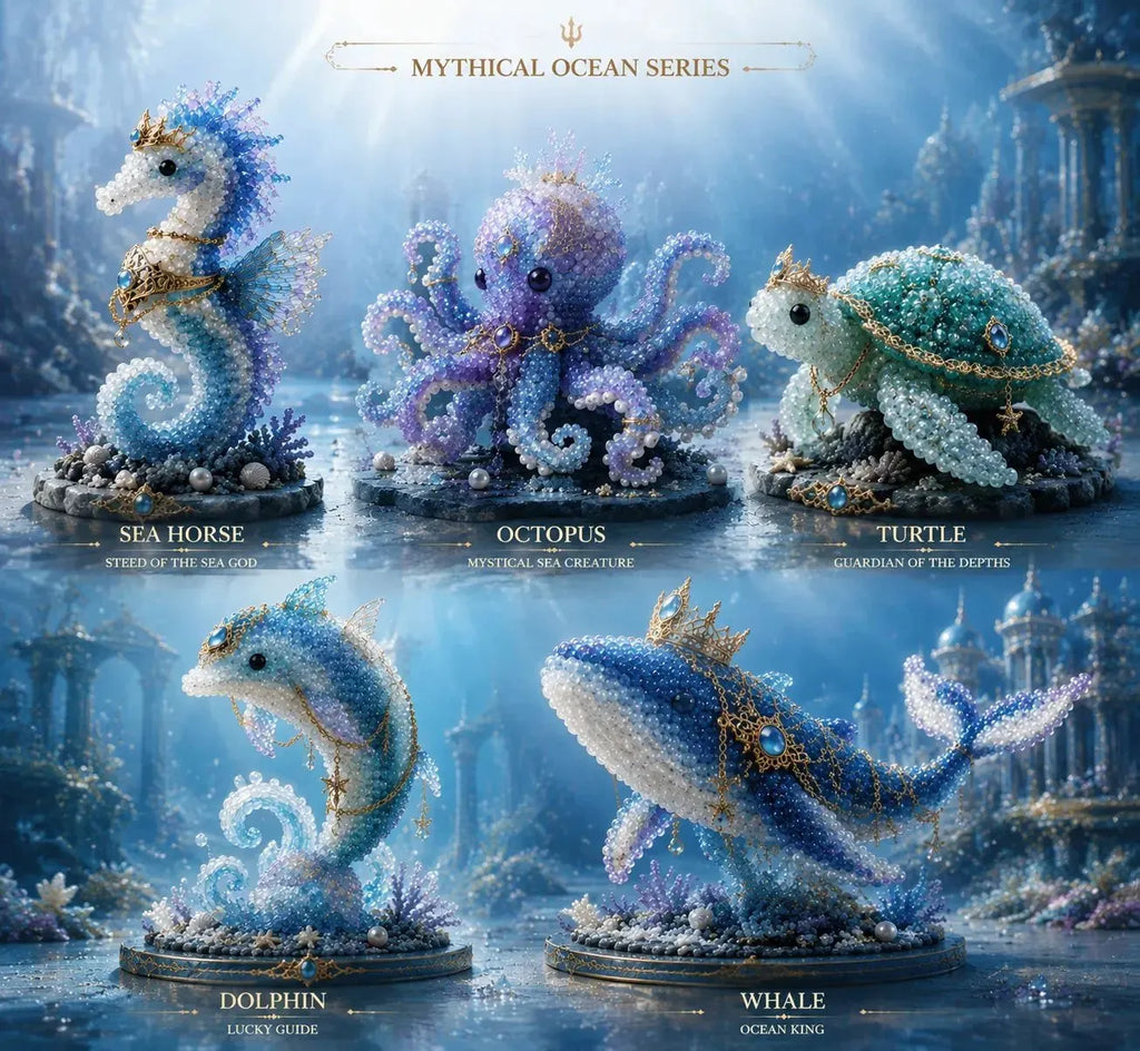 🌊Mythical Ocean DIY Bead Kit | 3D Sea Creature Craft Set – 12 Designs, Beginner Friendly