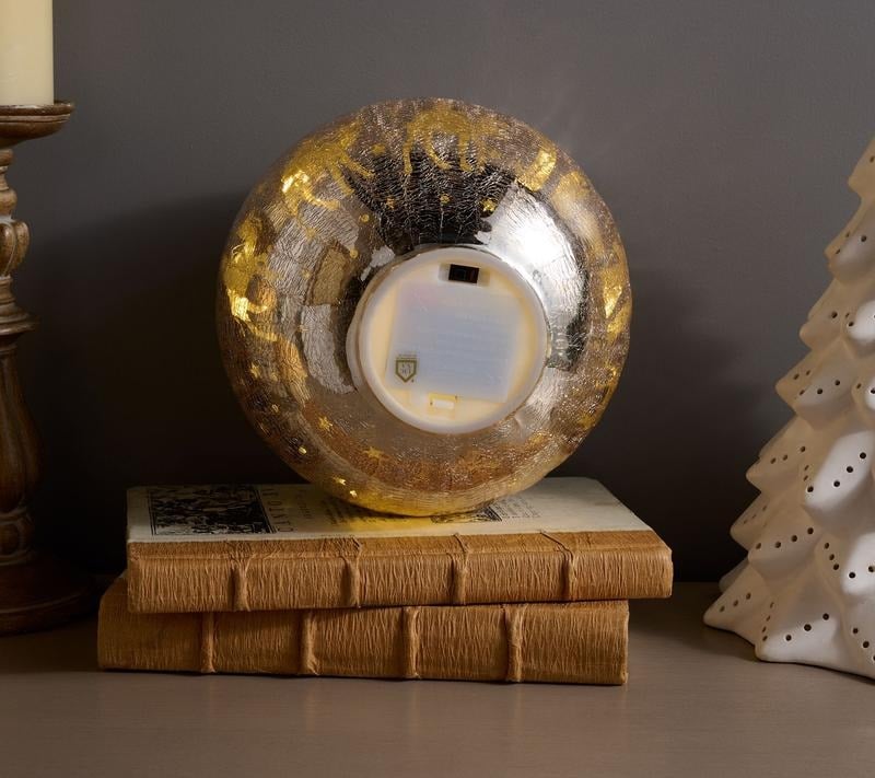 💖8" Illuminated Crackle Glass Sphere with Hidden Scene