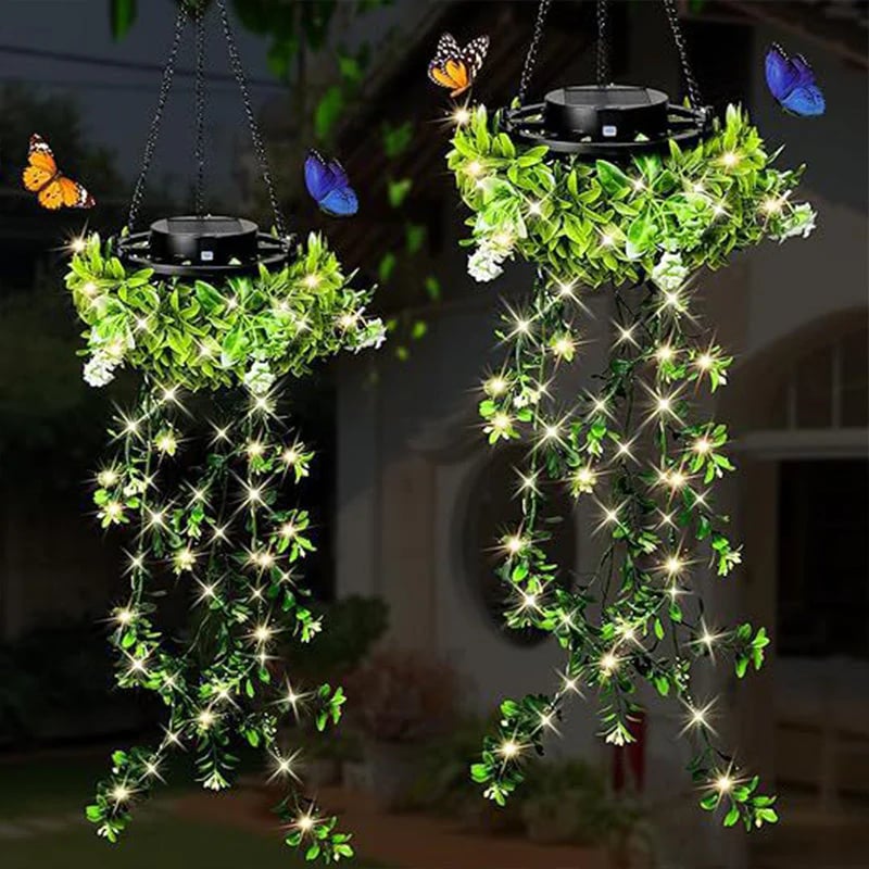🔥 Solar-Powered Hanging Lamp made of Milangras 🌿 Create Your Own Cozy Garden 💡