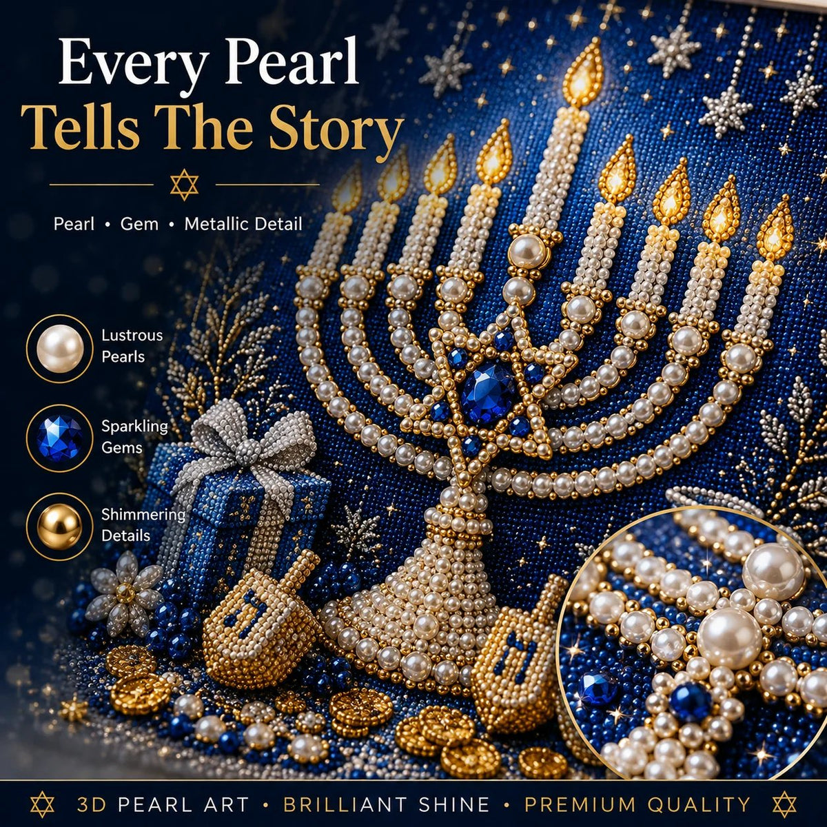 🎁  Festival of Lights Sale - DIY Hanukkah Pearl Art Kit ✨