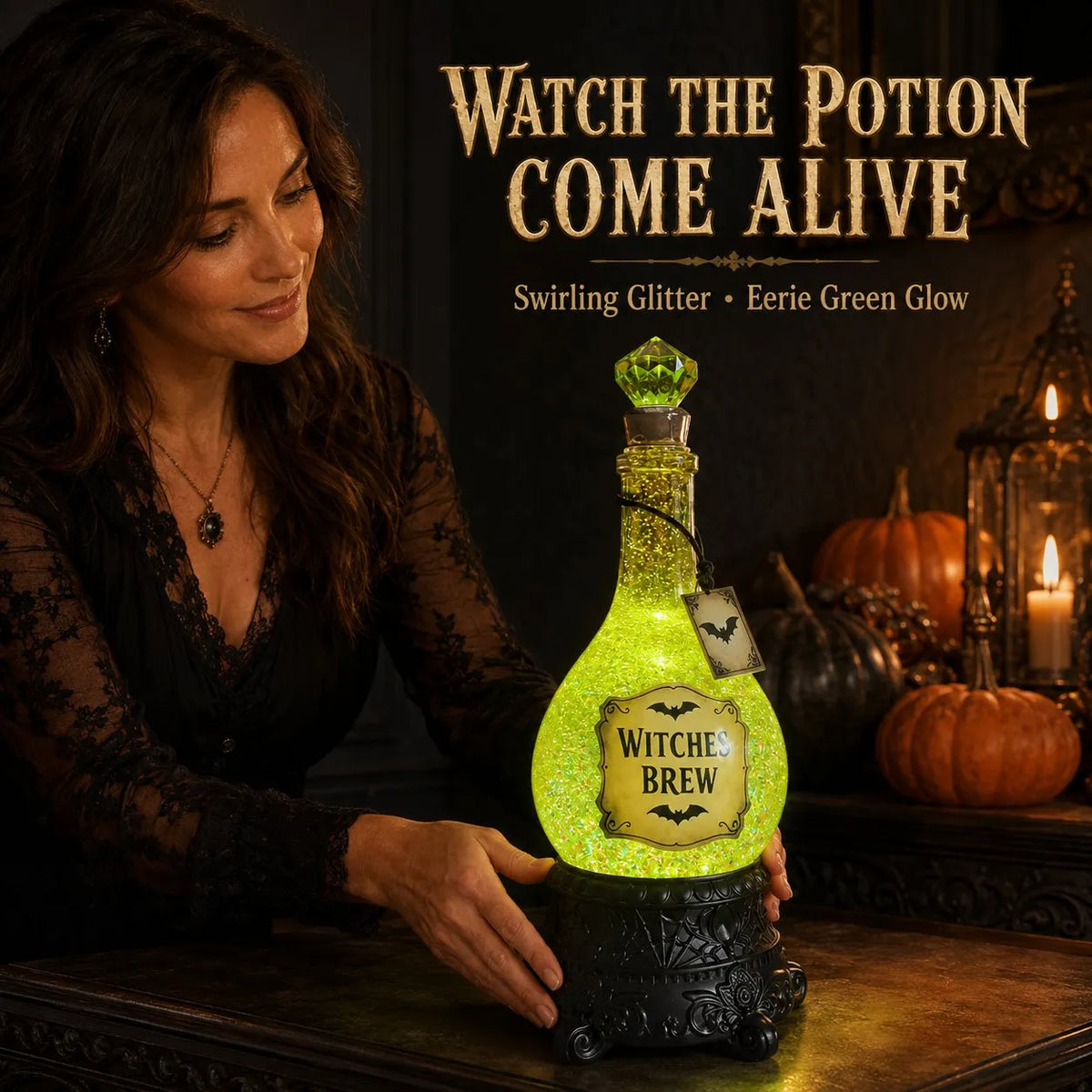 🔥HOT SALE🔥Lighted Witches’ Brew Poison Bottle Glitter Globe