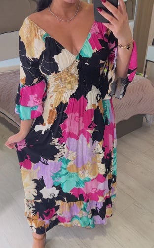 🔥 PROMOTION- SALE 49% OFF💃V-neck Floral Vacation Loose Dress
