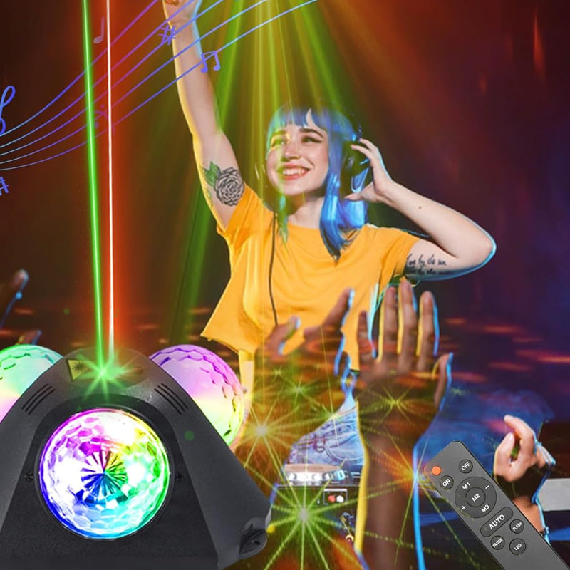 🔥3-Ball Sound-Activated Laser Party Light