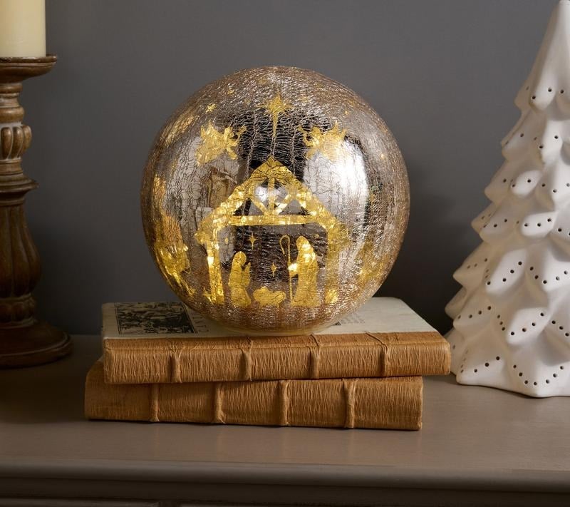 💖8" Illuminated Crackle Glass Sphere with Hidden Scene