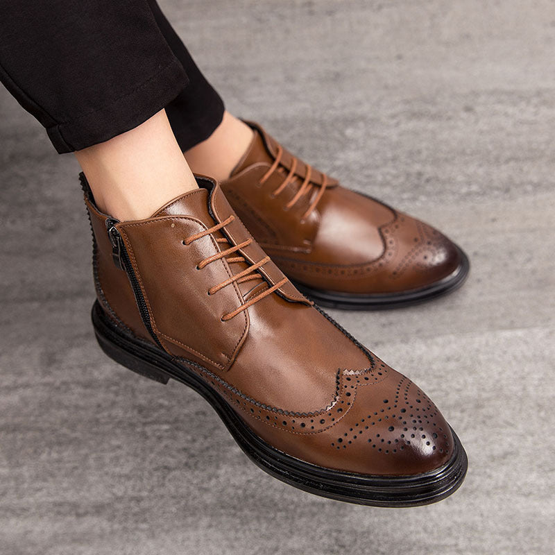 🎅🎄Men's Lace-Up Carved Wingtip Brogue Boots