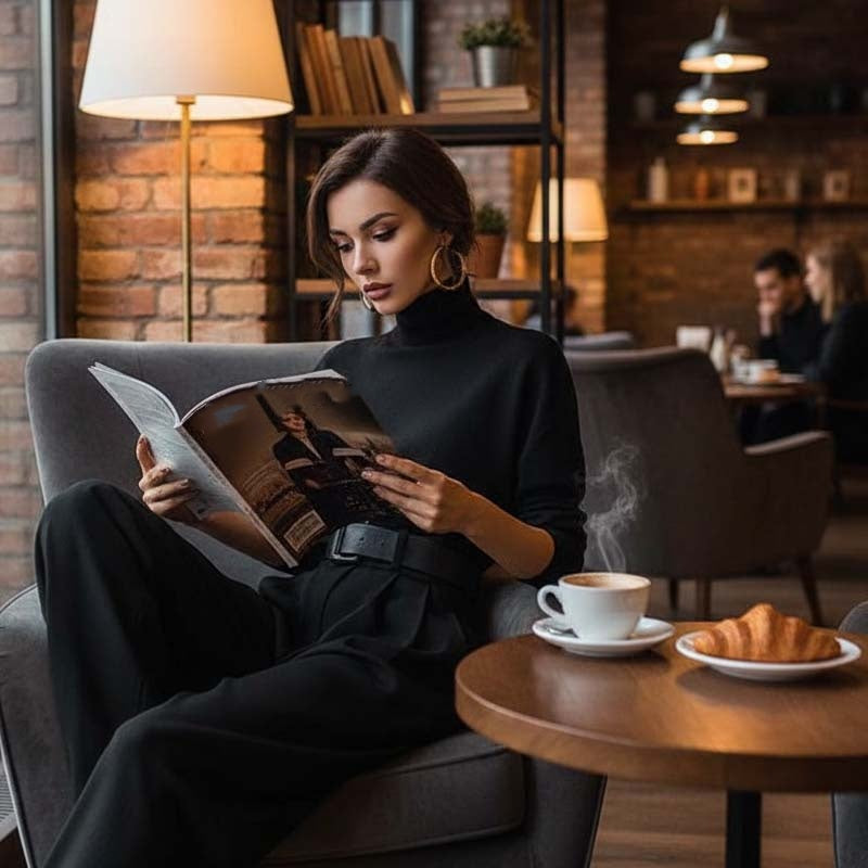 ⏰Women’s Elegant Turtleneck Top & High-Waist Pants Set 👚👖