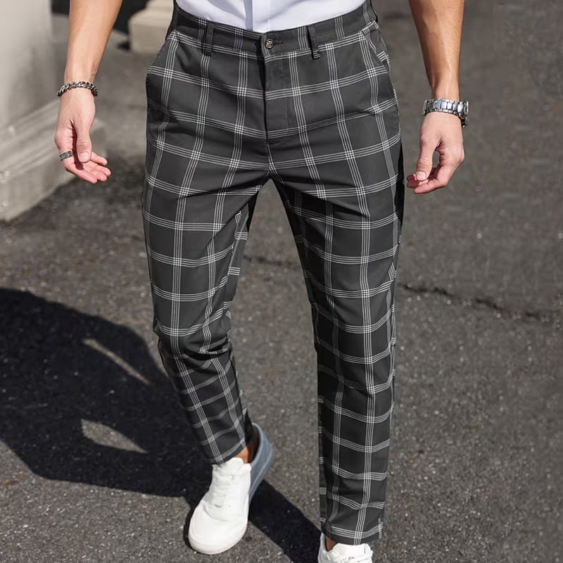 📢📢⏰Men's Slim-Fit Plaid Trousers