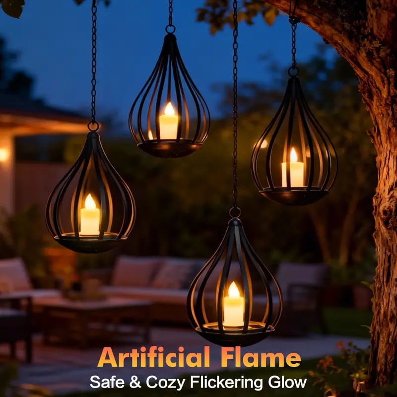 🌟 2026 New Design Solar Water Drop Shape Candle Lantern