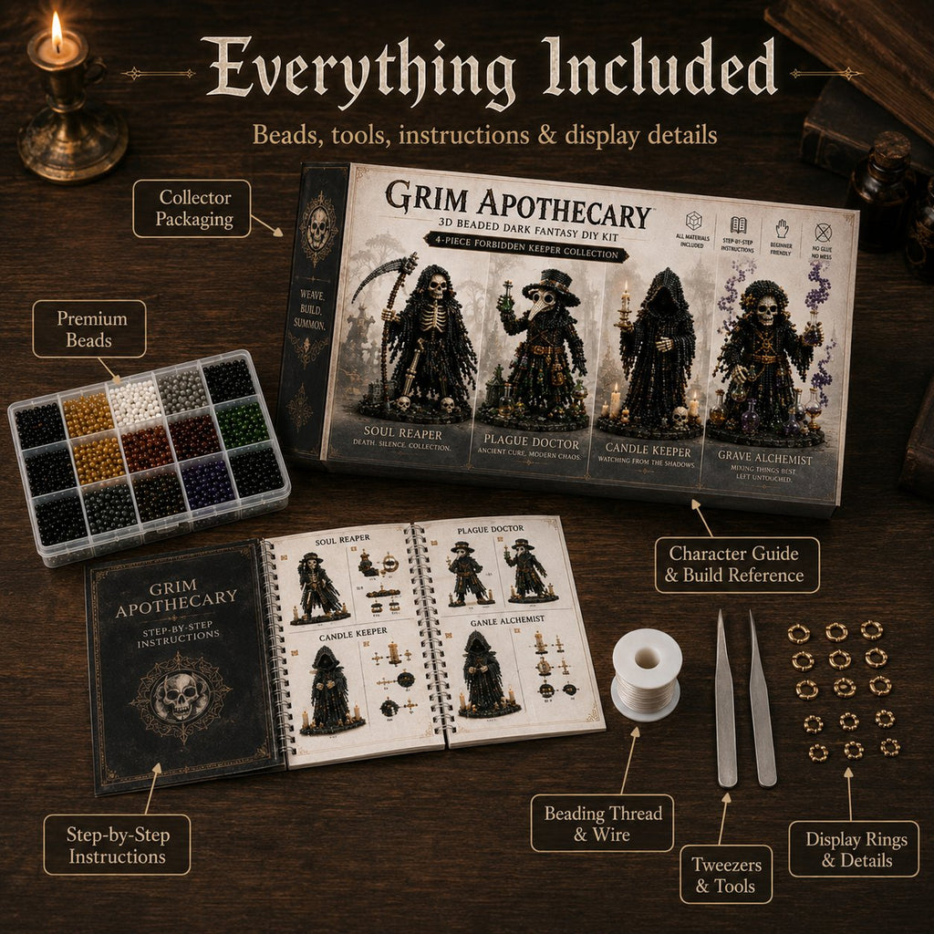 Grim Apothecary Beaded DIY Kit – 4 Dark Fantasy Display Pieces