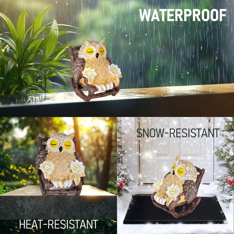 Solar-Powered Owl Statue on Chair✨ Cute LED Owl Figure