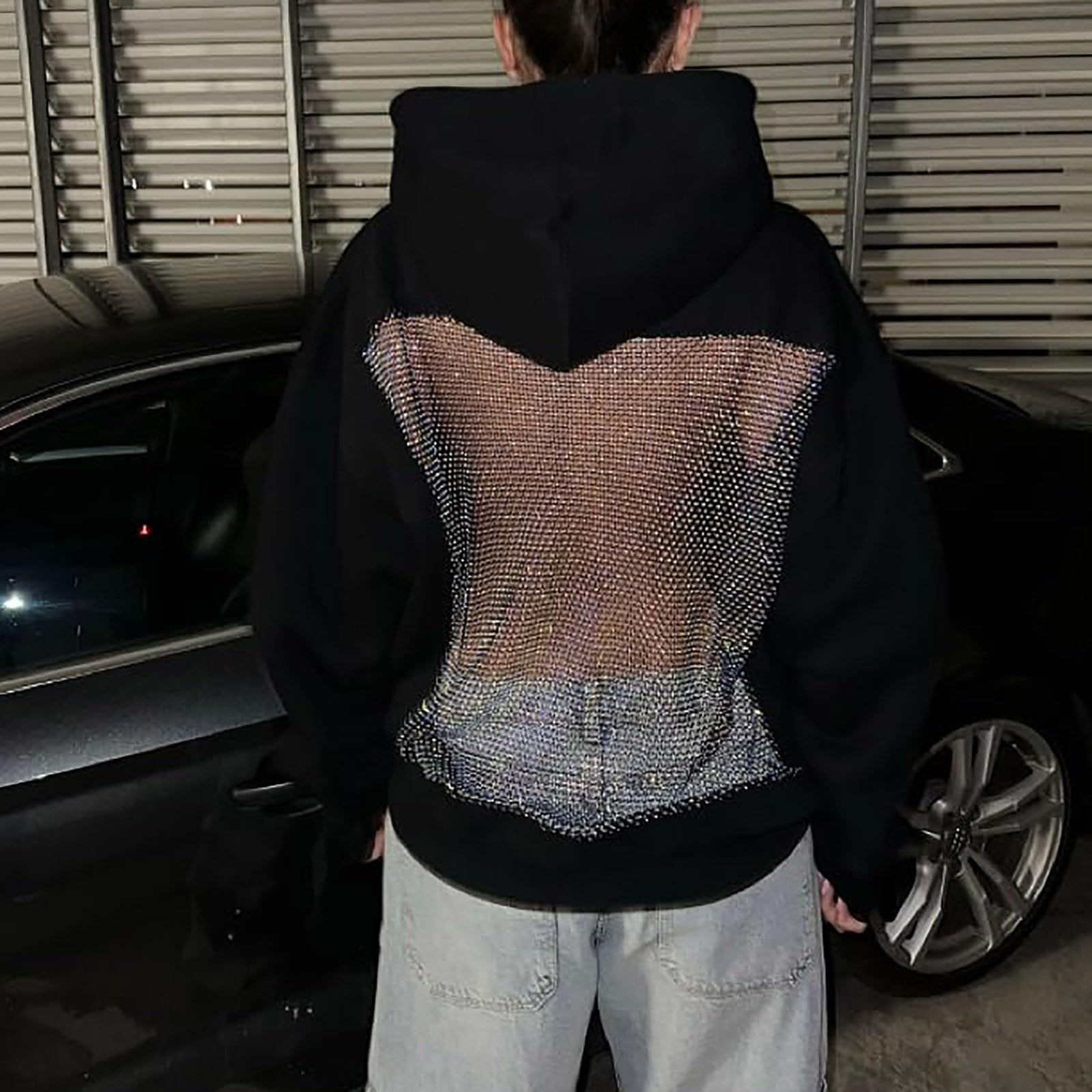 Hollow Mesh Back Hoodie Women's