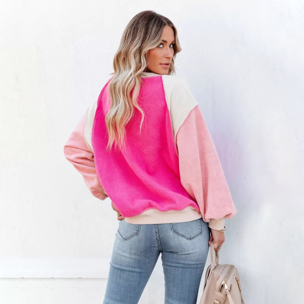 Colorblock Long Sleeve Pullover Sweatshirt