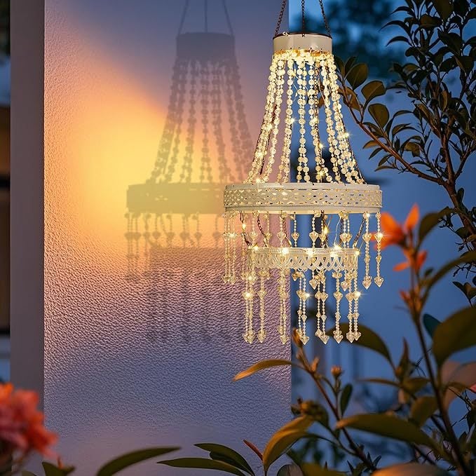 🔥Limited-Edition Solar Hanging Acrylic Crystal Chandelier Outdoor Garden Decorative Lights👍