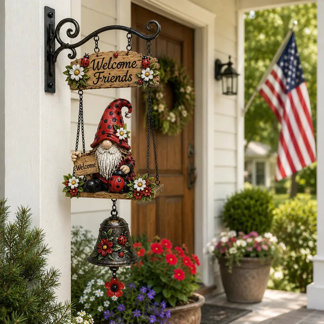 🔥Rustic Garden Gnome Bell Outdoor Decor 🐞🌼