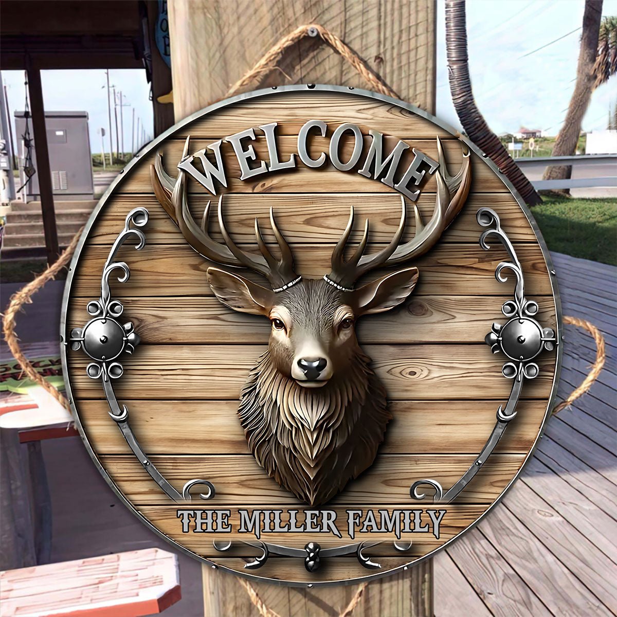 Retro Elk Welcome Sign-Artificial Wooden Wall-Hung Plaque With Rural Theme