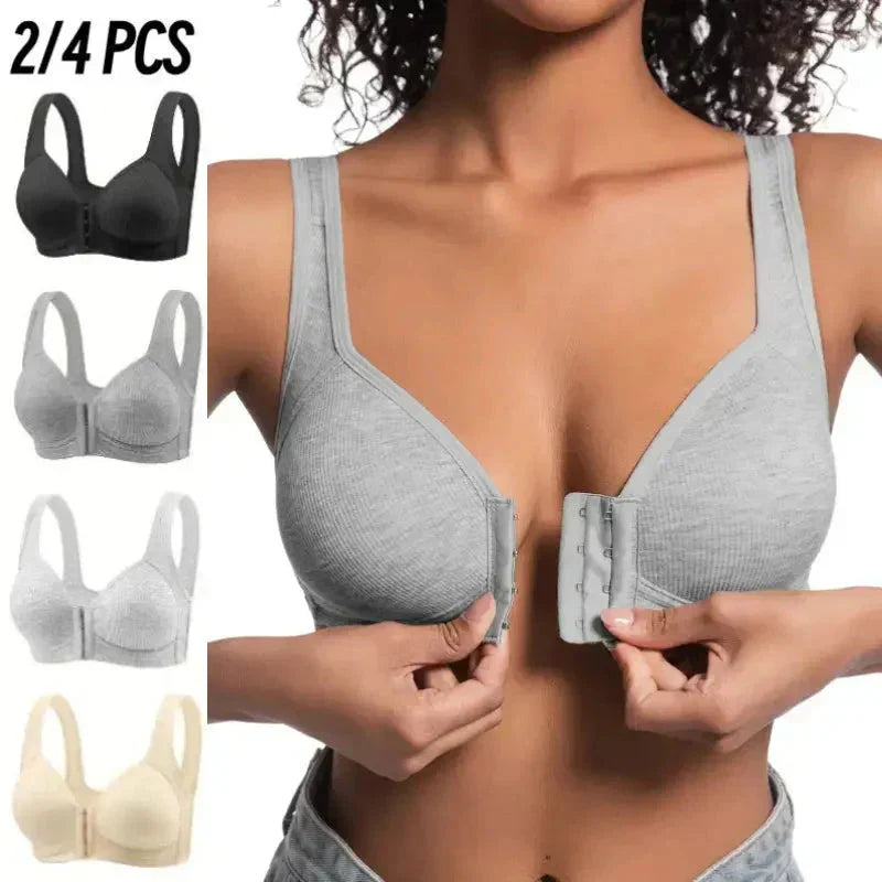 ⏰❤️Adjustable Front Closure Push-Up Bra Wire-Free, Seamless & Side Support for Daily Wear, Spring-Summer Comfort