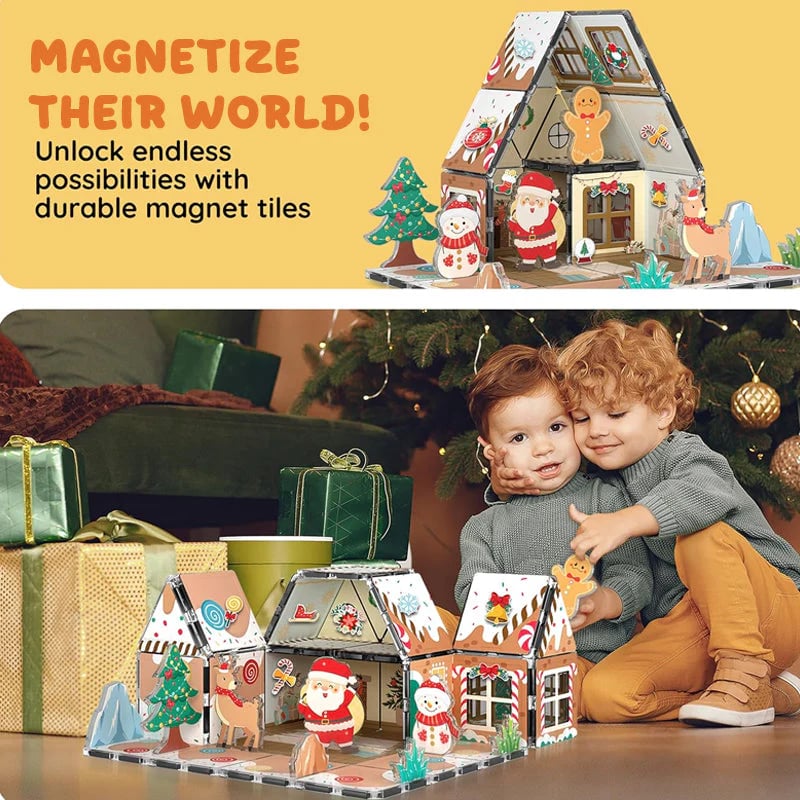 🏆Magnetic Gingerbread House Building Set