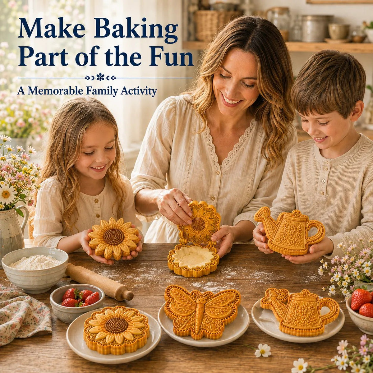 ⏳🌸 8-Design Spring Garden Mini Pie Mold Collection | Reusable Embossed Molds for Shaping Detailed Bee, Butterfly, Ladybug, Sunflower, Cottage & More