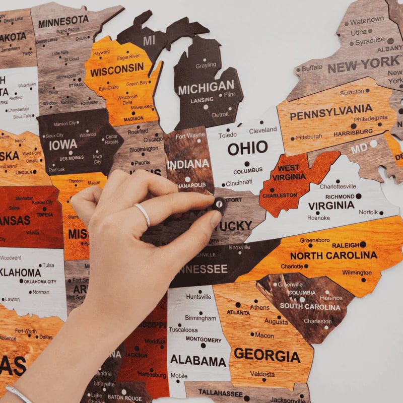 The United States Wooden Map Puzzle Full Packed