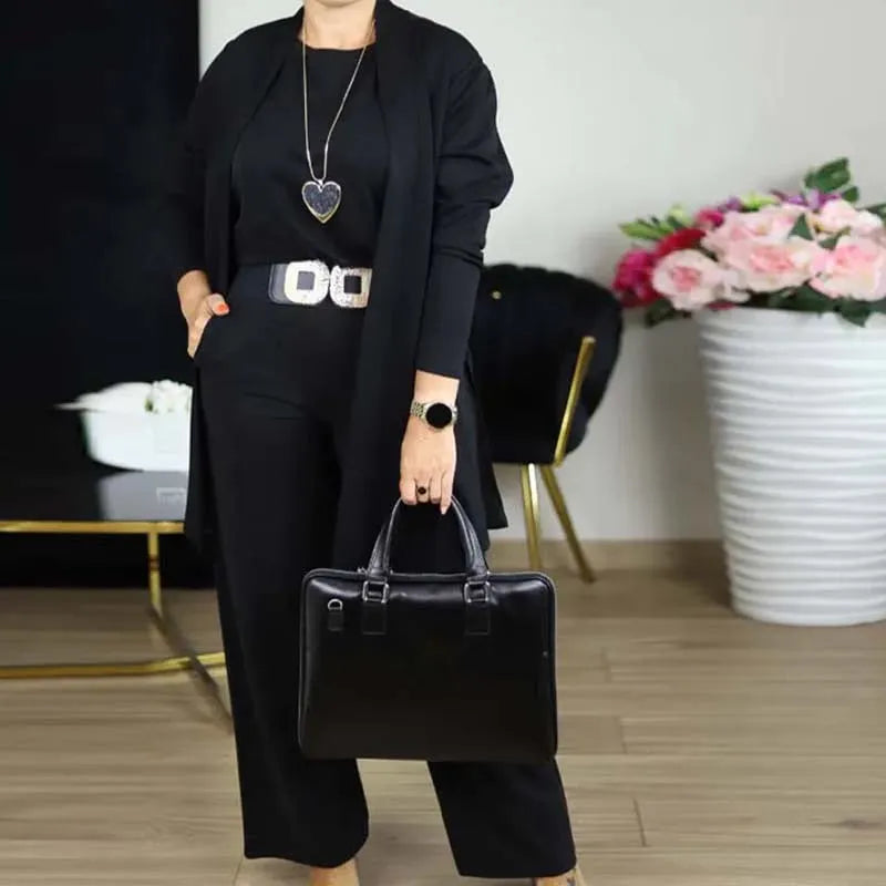 ⏳Weekend Special⏰Elegant 3-piece Set Including Long Cardigan, Top and Pants💞