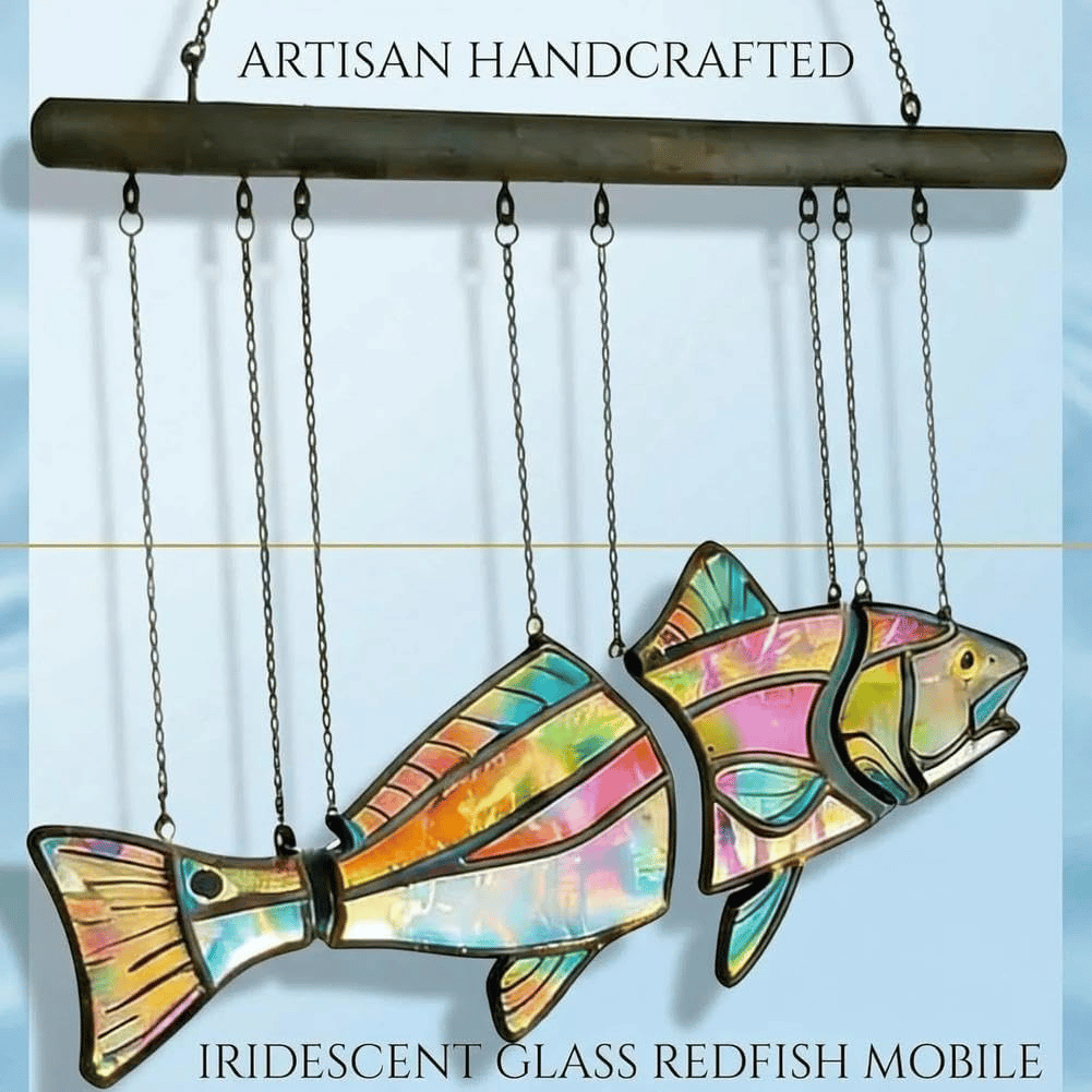 Handcrafted Stained Glass Red Drum-The Illusion of Swimming
