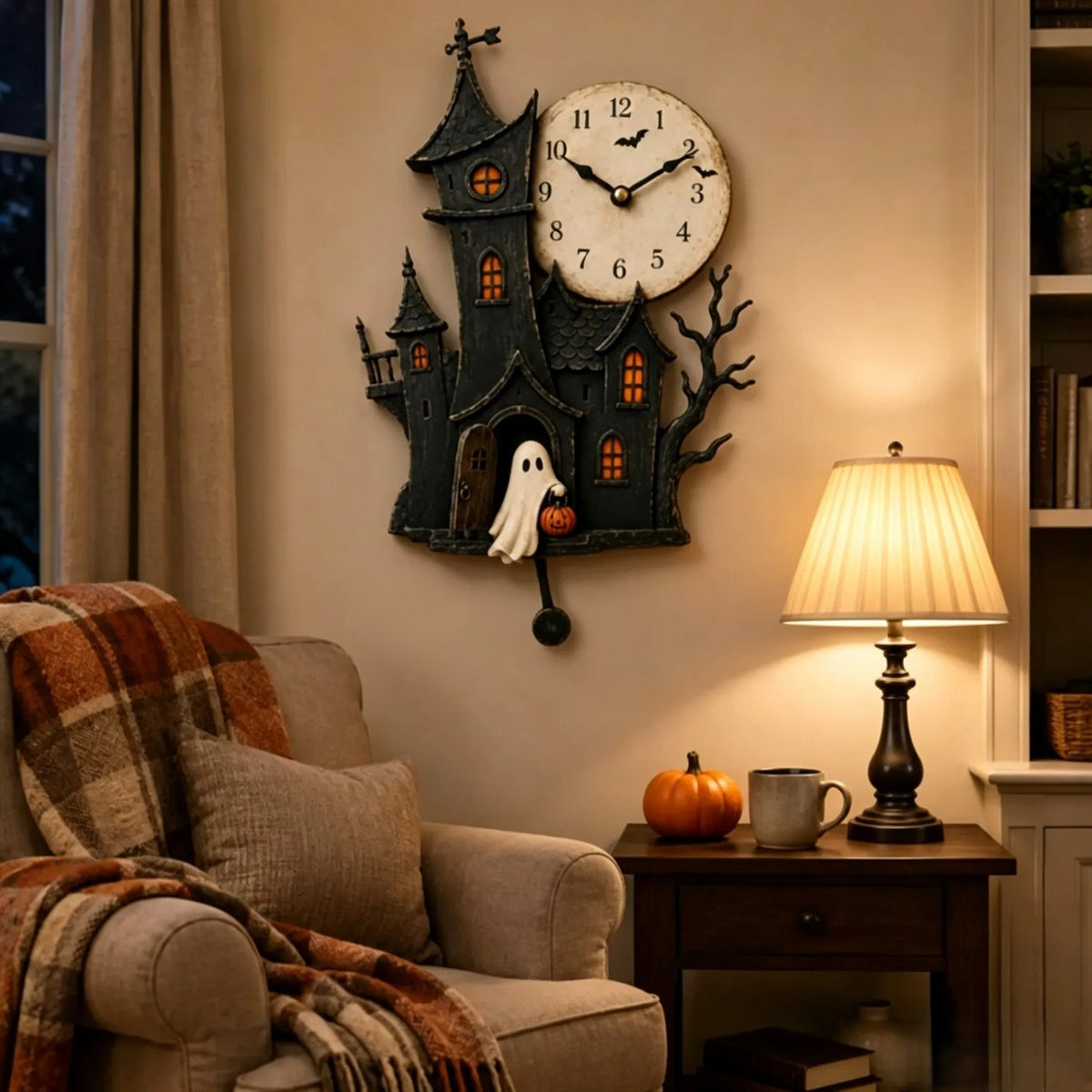 👻🎃 Whimsical Halloween Haunted Mansion Wall Clock