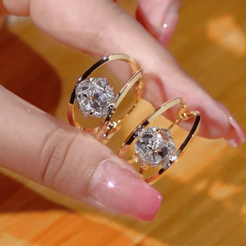 🌸 🌸Double Hoop Sparkling Zirconia Ball Earrings