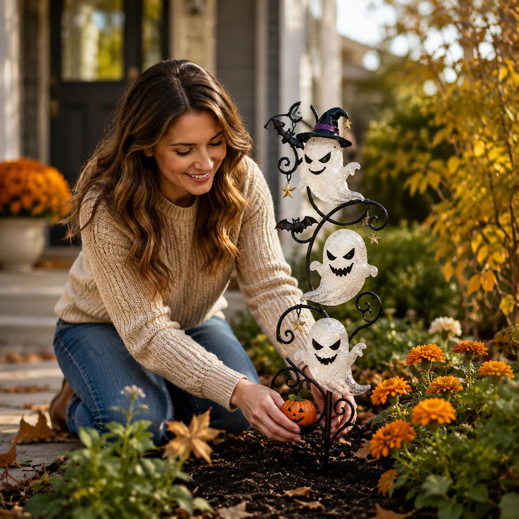 ☀Solar-Powered Little Ghost Garden Stake Light | Whimsical Halloween Outdoor Decor |
