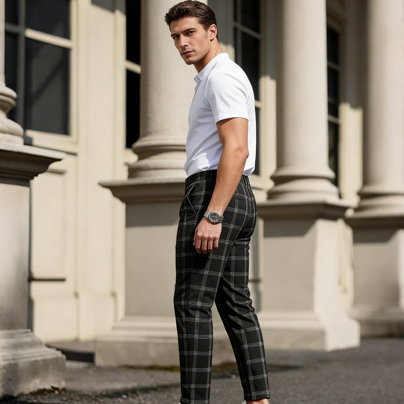 📢📢⏰Men's Slim-Fit Plaid Trousers