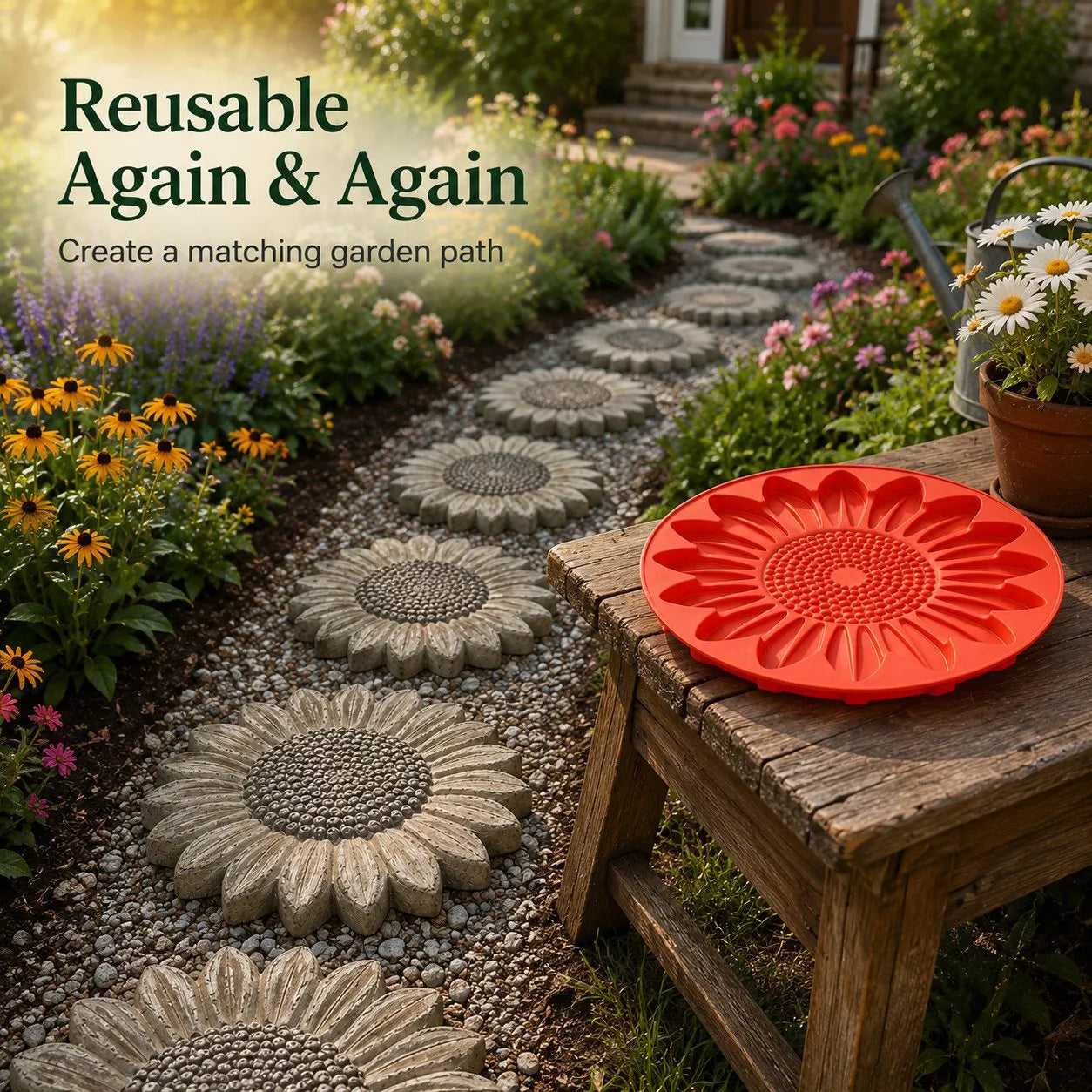 💥 🌻 Reusable Sunflower Stepping Stone Mold