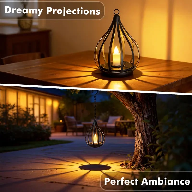 🌟 2026 New Design Solar Water Drop Shape Candle Lantern