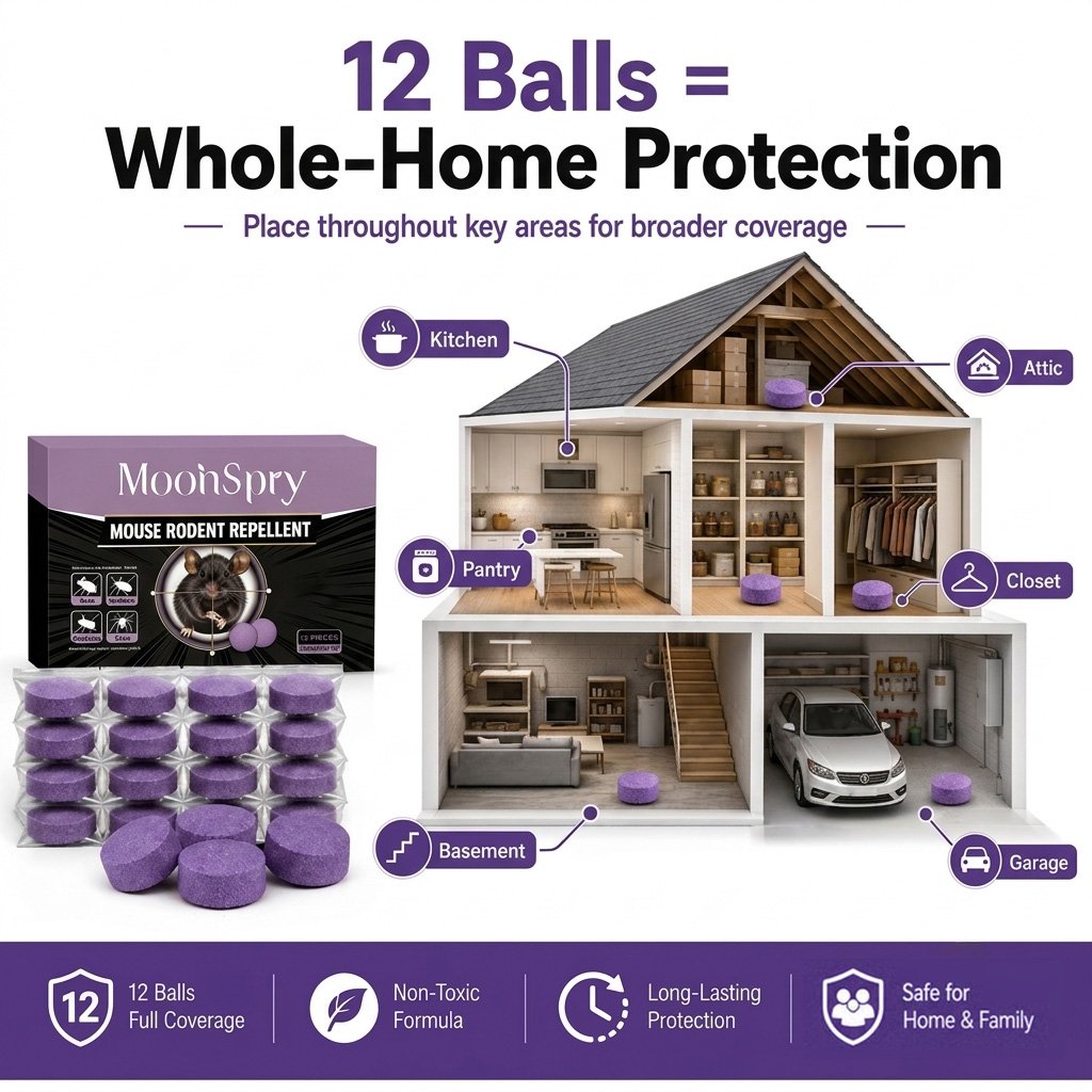 💖12-Pack Rodent Repellent Balls for Home Kitchen Effective Pest Control Solution