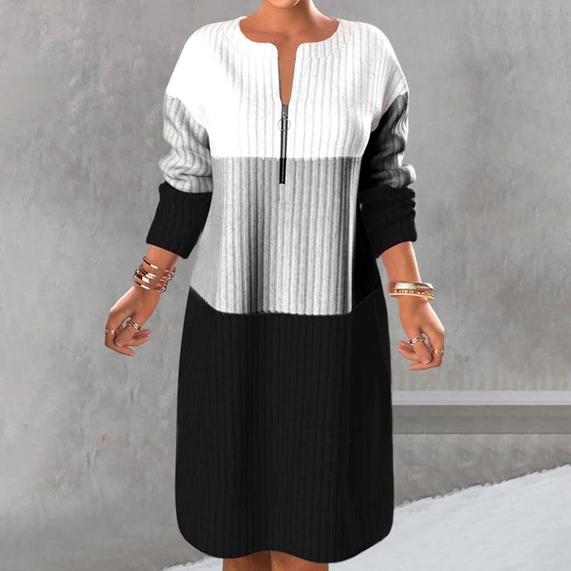 Women's Long Color Zipper Sweater Dress