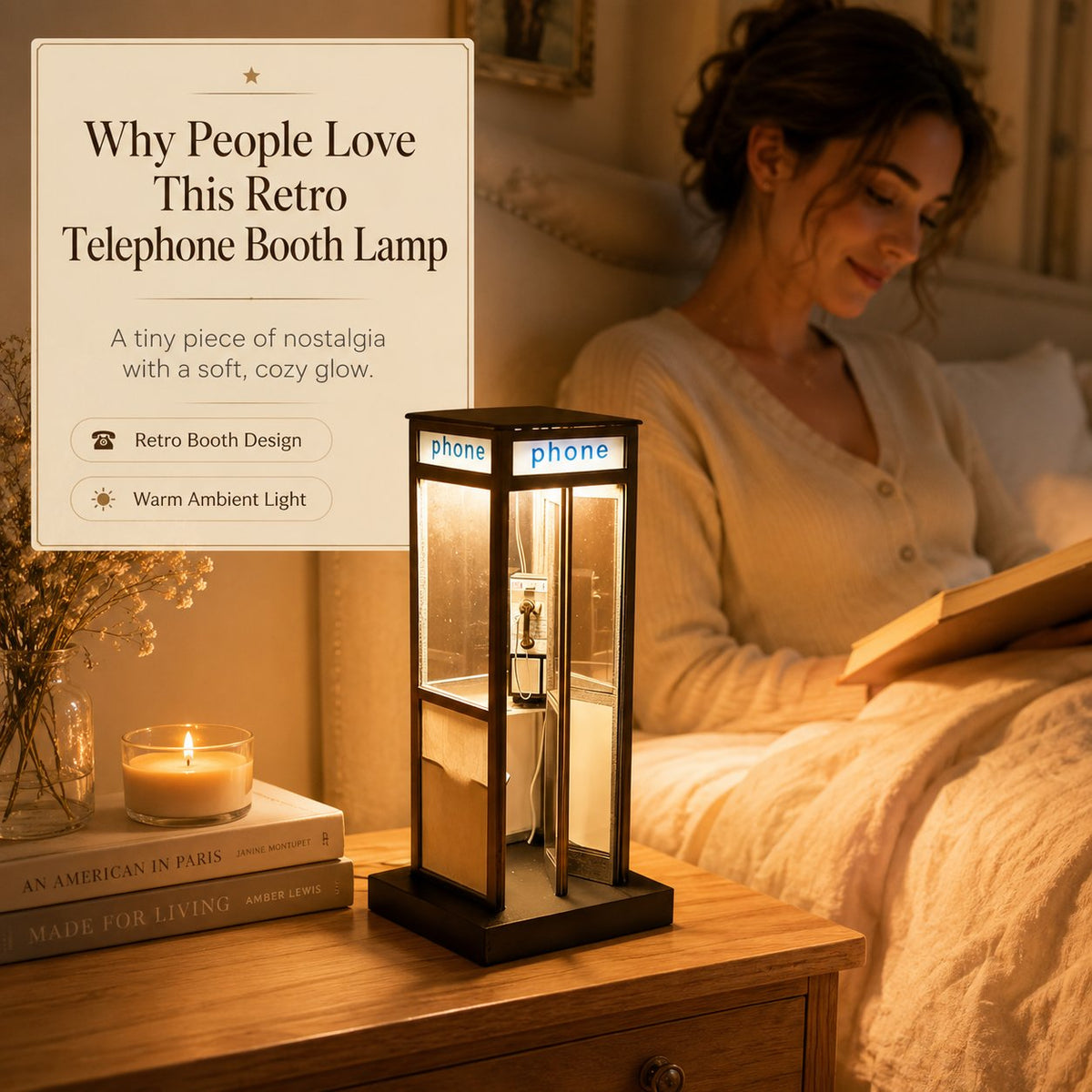 ☎️Retro-Style Telephone Booth Decorative Lamp - Bedroom Bedside Creative Night Light