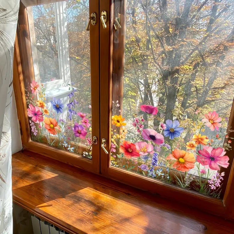 💐💞Colorful Floral Bouquet Window Sticker