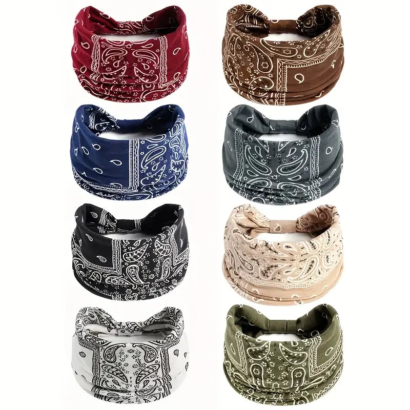 Wide headband with Boho Paisley print