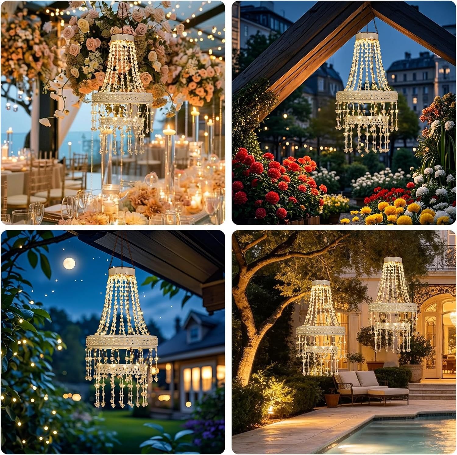 🔥Limited-Edition Solar Hanging Acrylic Crystal Chandelier Outdoor Garden Decorative Lights👍