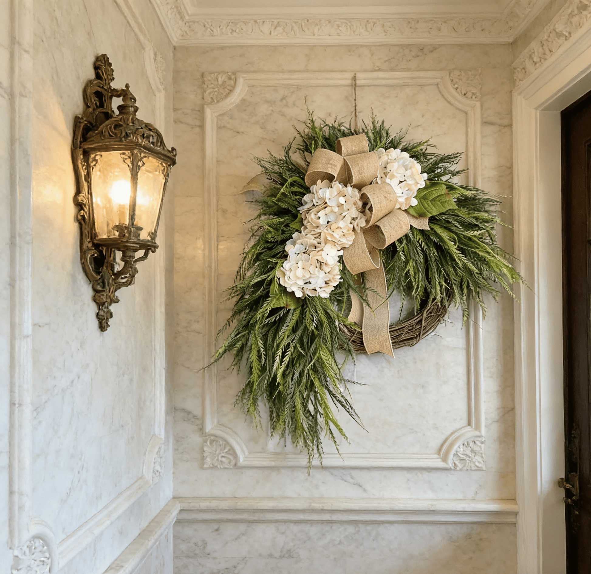🐣Easter Sale Rustic Bohemian Wreath🌿 – Double-Sided Door Hanging with Linen Bow & Greenery