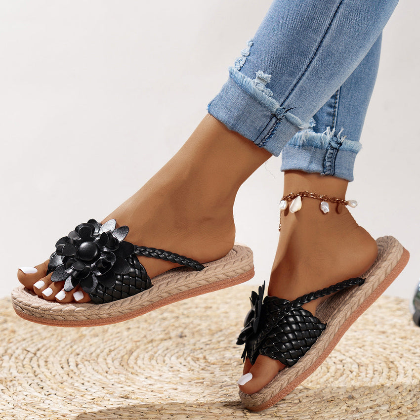 Floral Lace Slippers for Women – Elegant Comfort in Plus Sizes