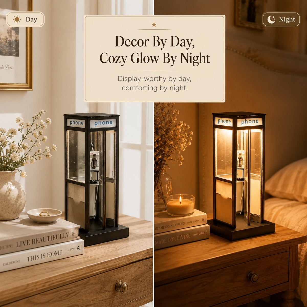 ☎️Retro-Style Telephone Booth Decorative Lamp - Bedroom Bedside Creative Night Light