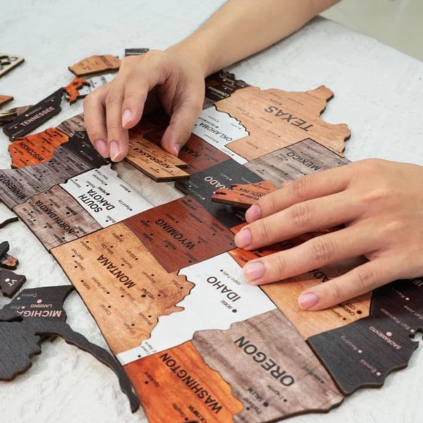 The United States Wooden Map Puzzle Full Packed