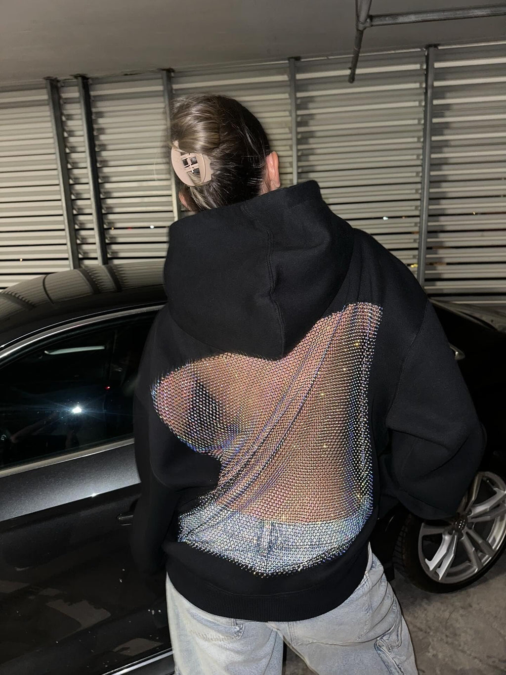 Hollow Mesh Back Hoodie Women's