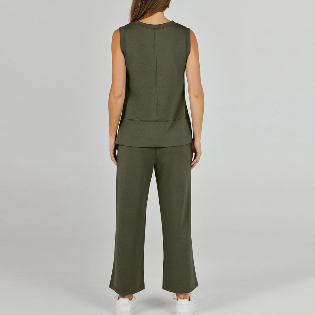 Casual Crew Neck Sleeveless Two Piece Suit