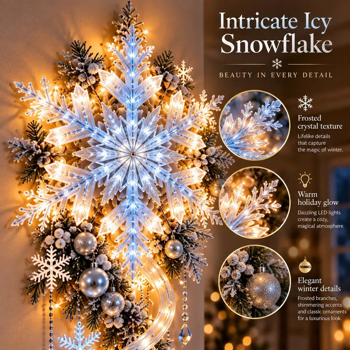 ⭐🔥❄️ Giant Snowflake Blizzard TrailTM- Let the Snowstorm Glow Indoors