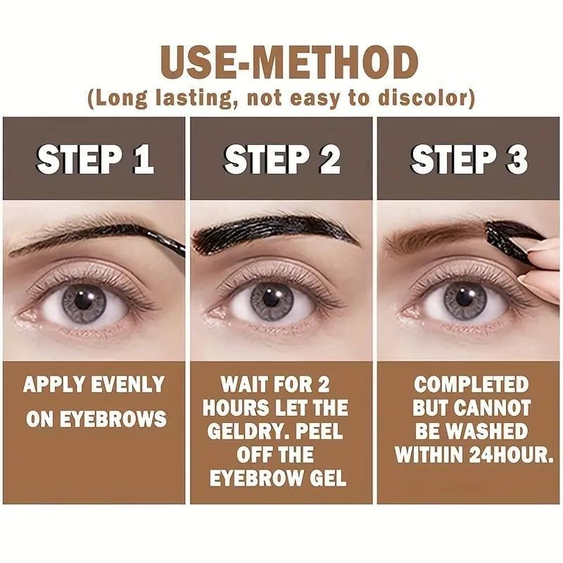 Easy Peel-Off Eyebrow Gel - Waterproof & Sweatproof, Film Forming, Medium Coverage for All Skin Types